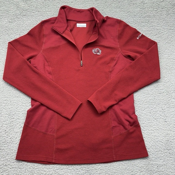 Columbia AL1222 Womens Size Large USC SC Gamecocks Garnet 1/4 Zip Pullover Shirt - Picture 1 of 11